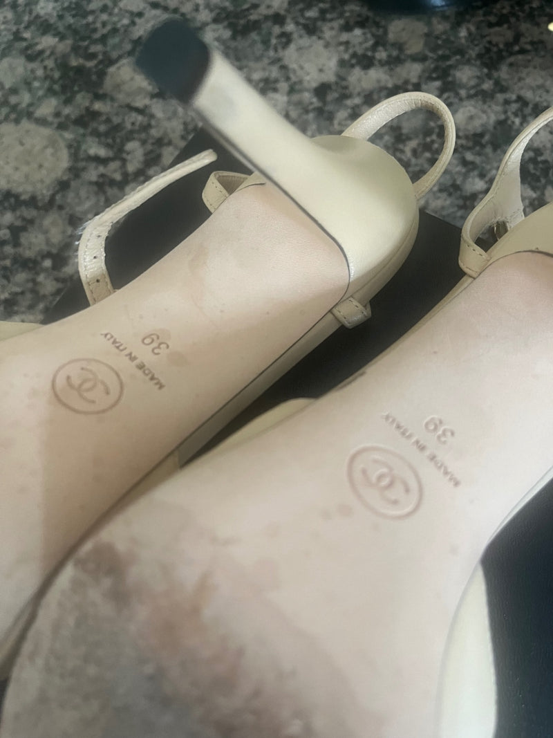 Chanel Beige and Black Leather Shoes