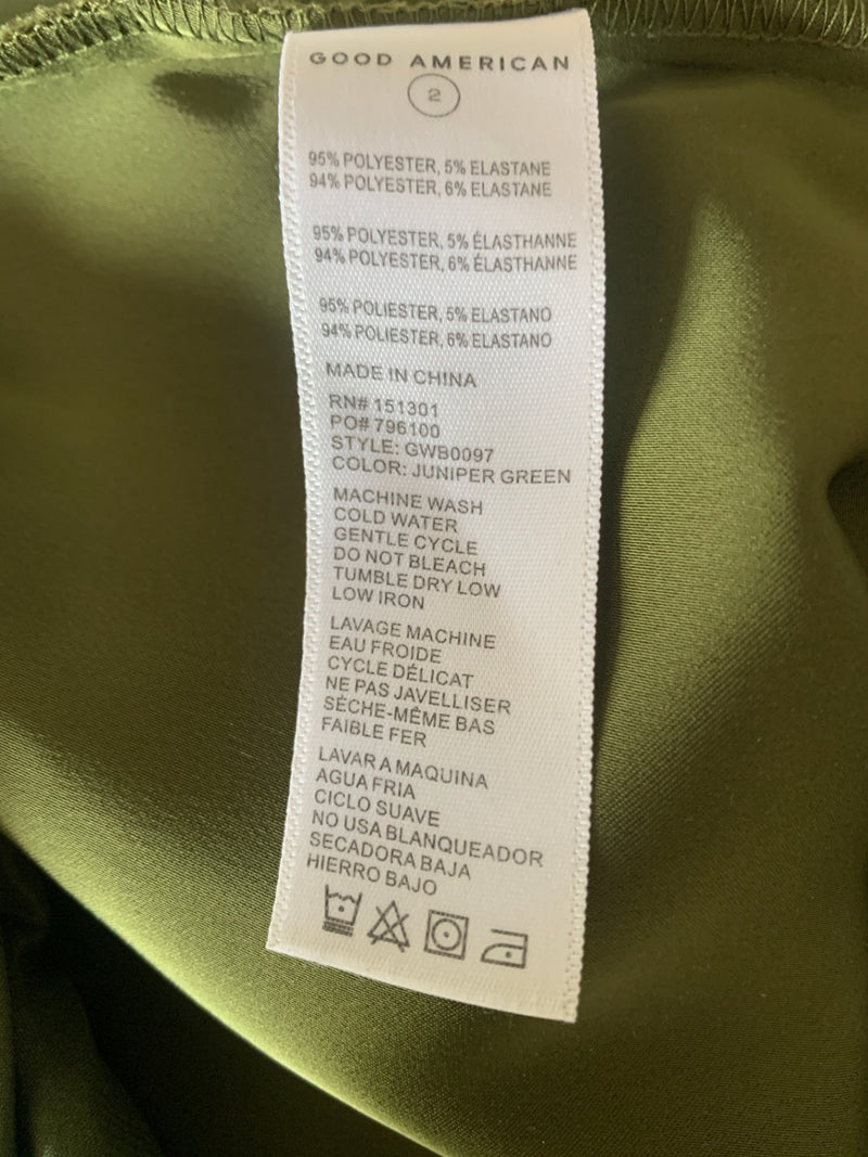 Good American Juniper Green satin cargo pants - UK 8