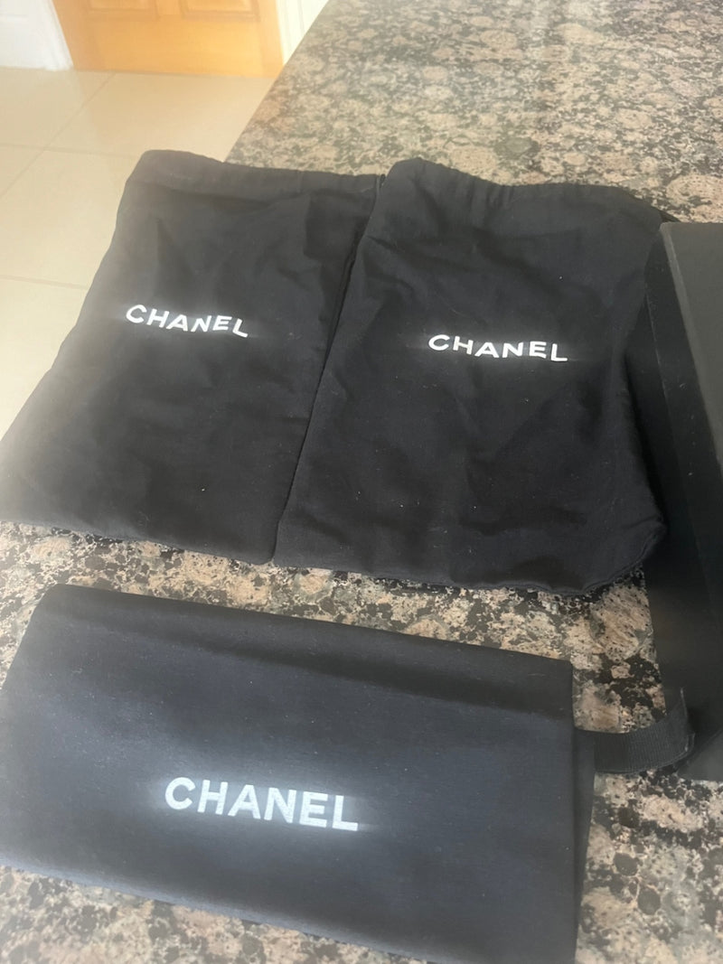 Chanel Beige and Black Leather Shoes