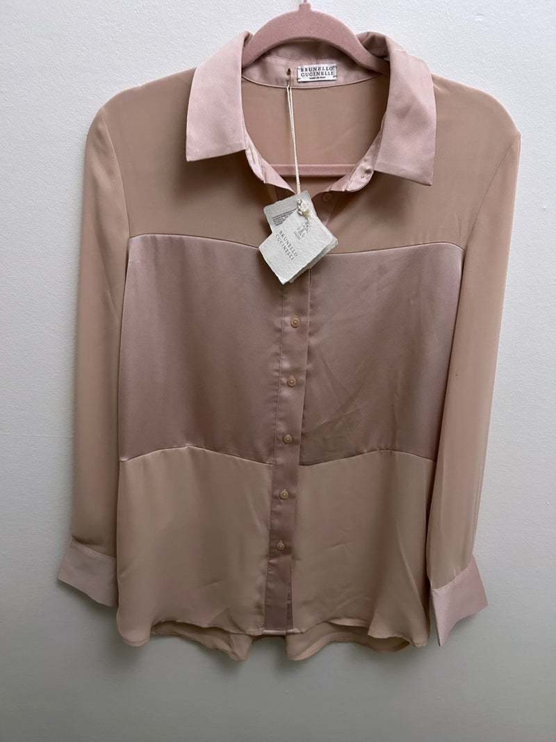 Brunello Cucinelli Beige/Pink Silk Shirts