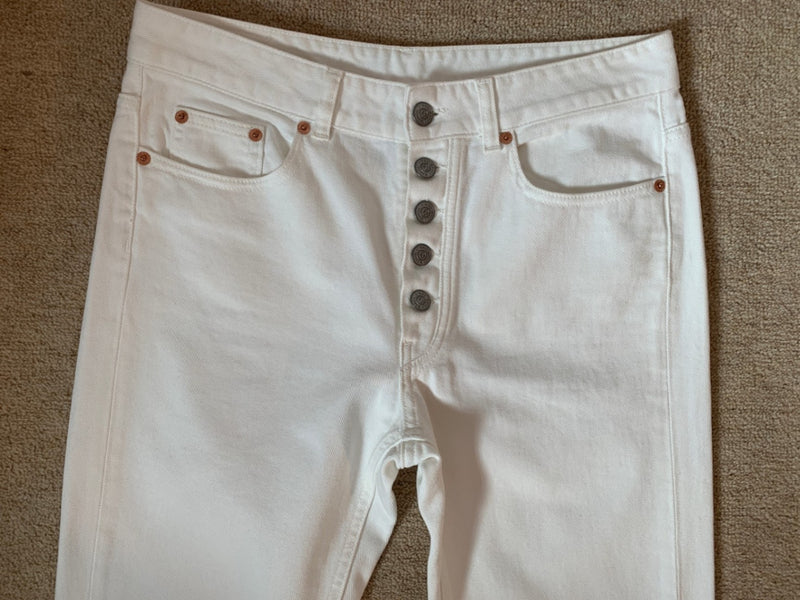 MM6 Maison Margiela White Denim Frayed Hem Jeans - UK 10 - £420