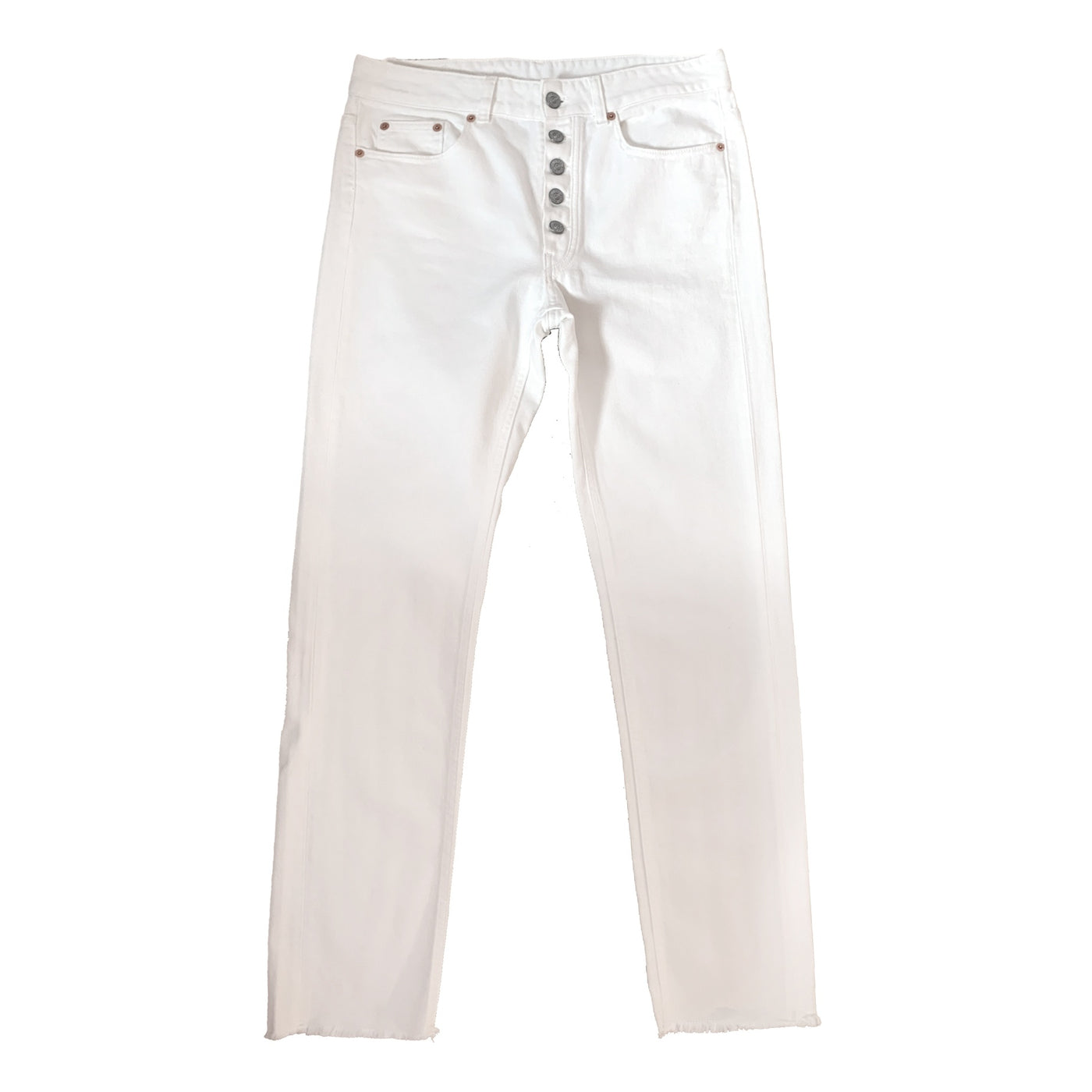 MM6 Maison Margiela White Denim Frayed Hem Jeans - UK 10 - £420