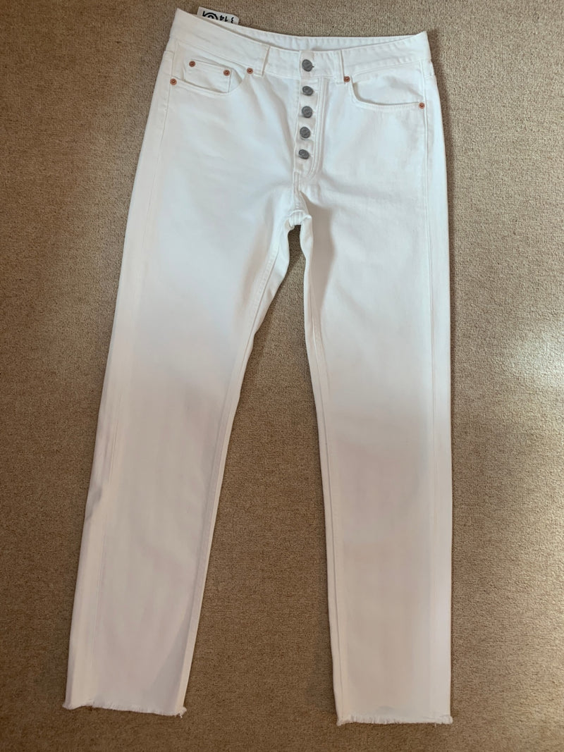 MM6 Maison Margiela White Denim Frayed Hem Jeans - UK 10 - £420