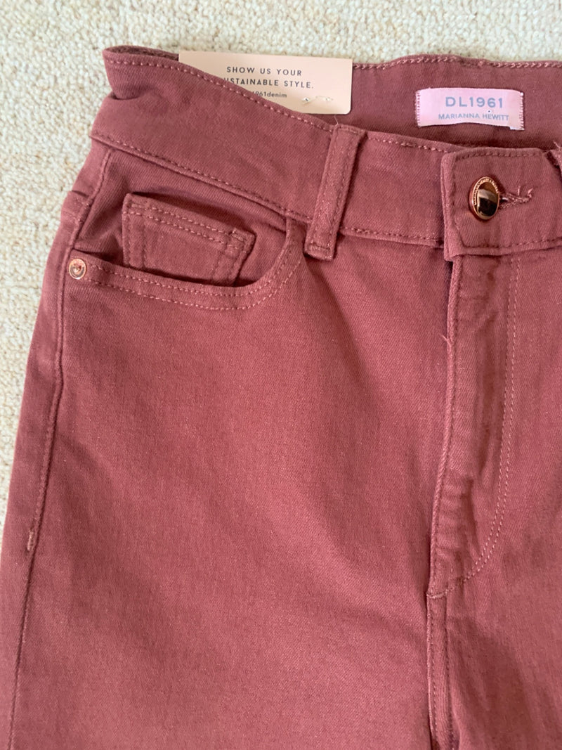 DL1961 x Marianna Hewitt Bridget Crop Redwood Denim Jeans - UK 8