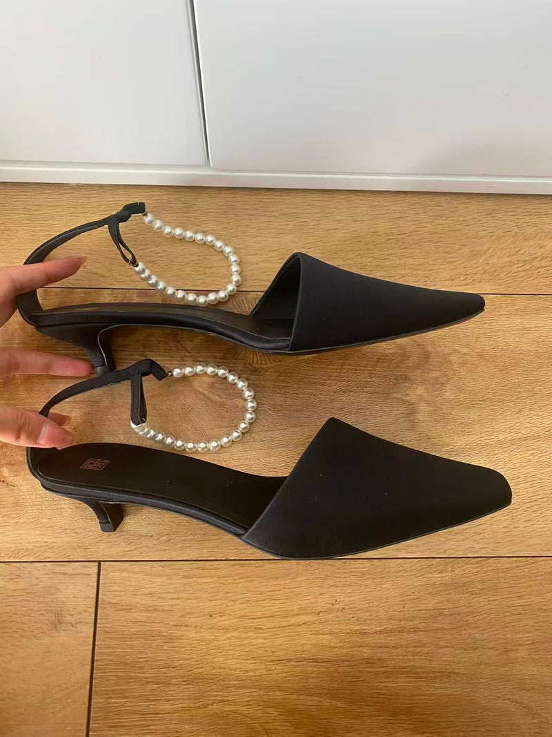 TOTEME Black Silk Heeled Shoes