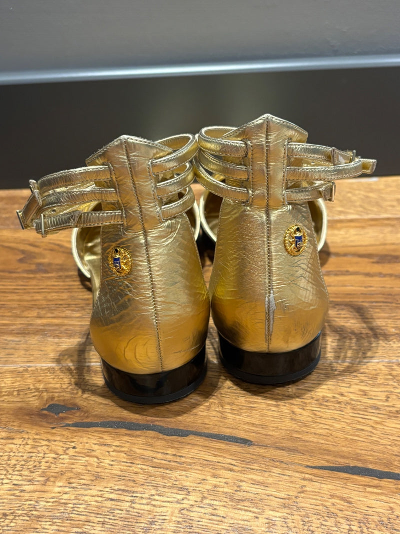 CHANEL Gold Leather Sandals 39,5