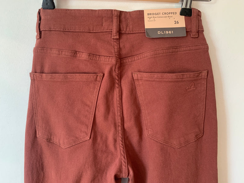 DL1961 x Marianna Hewitt Bridget Crop Redwood Denim Jeans - UK 8