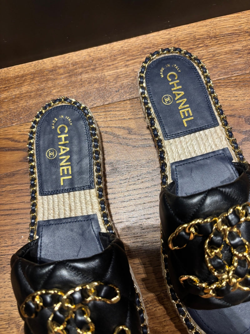 Chanel Quilted Leather CC Sandals