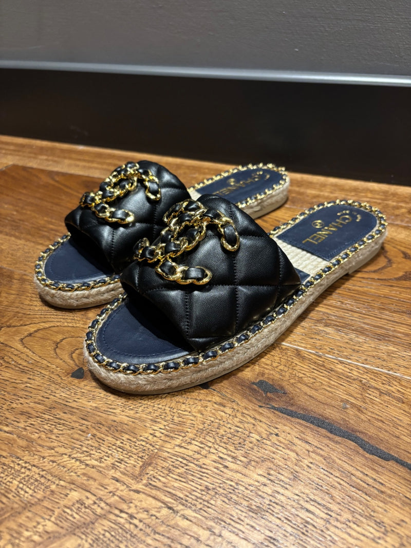 Chanel Quilted Leather CC Sandals