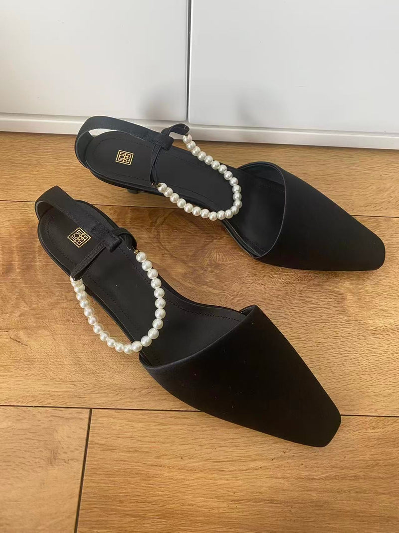TOTEME Black Silk Heeled Shoes