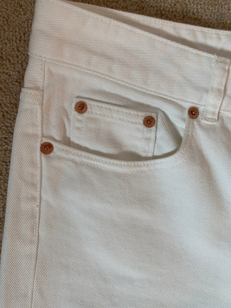 MM6 Maison Margiela White Denim Frayed Hem Jeans - UK 10 - £420