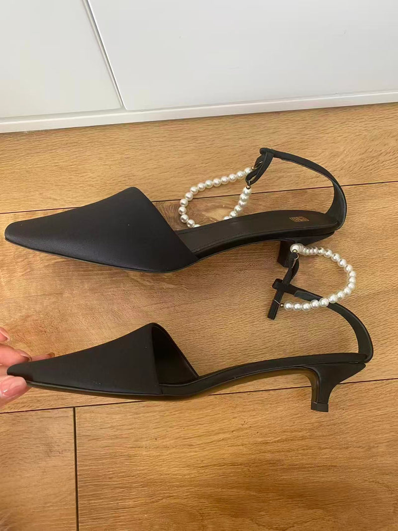 TOTEME Black Silk Heeled Shoes