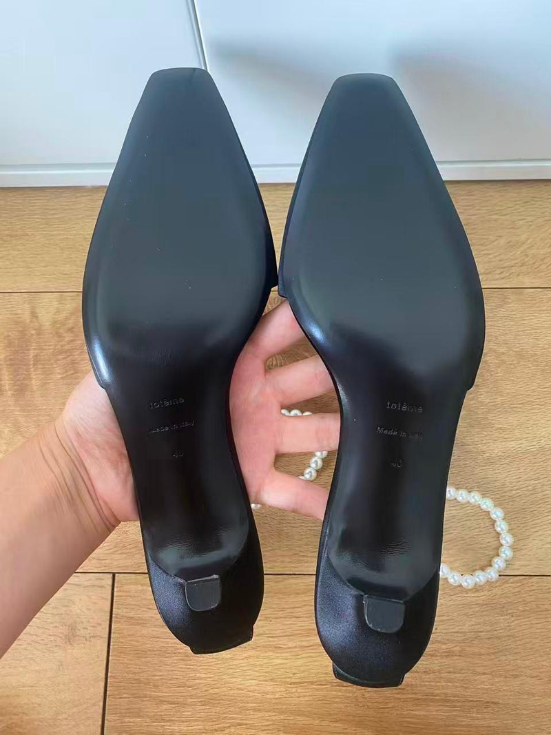 TOTEME Black Silk Heeled Shoes