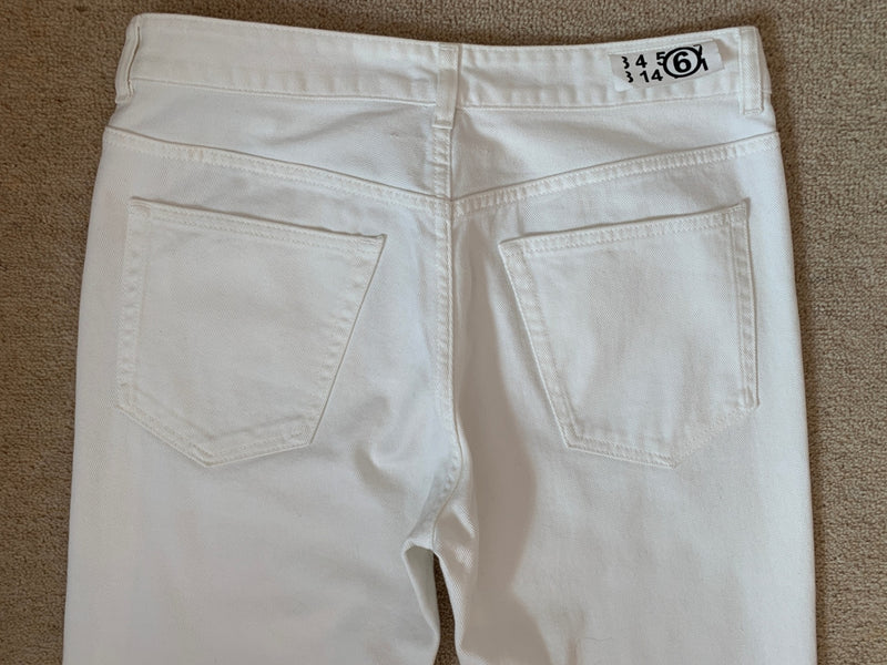 MM6 Maison Margiela White Denim Frayed Hem Jeans - UK 10 - £420