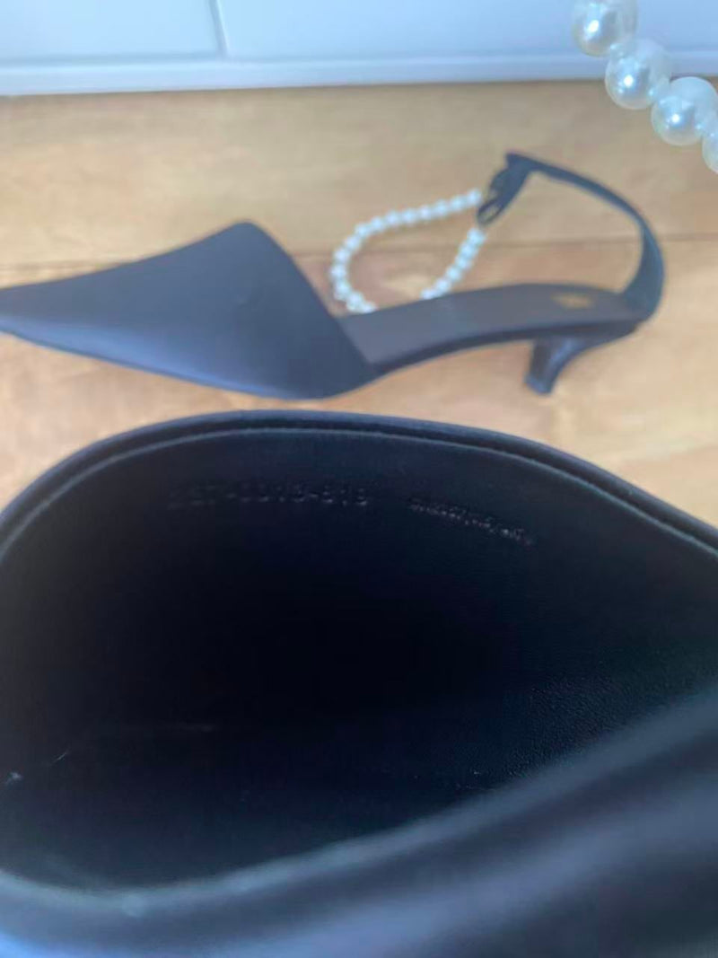 TOTEME Black Silk Heeled Shoes