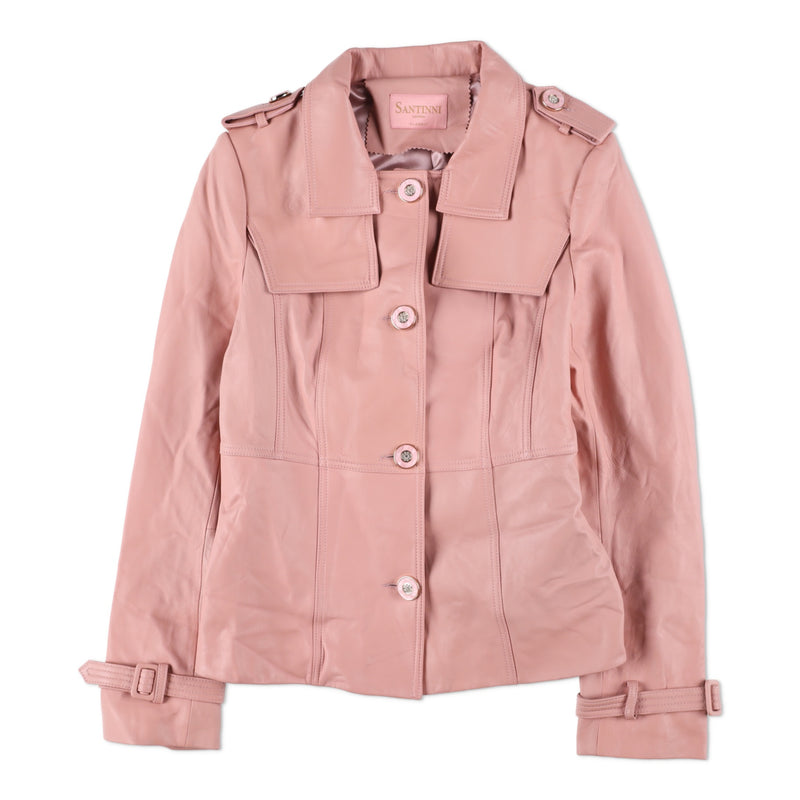 Santinni 'Bardot' Leather Jacket in Rosa