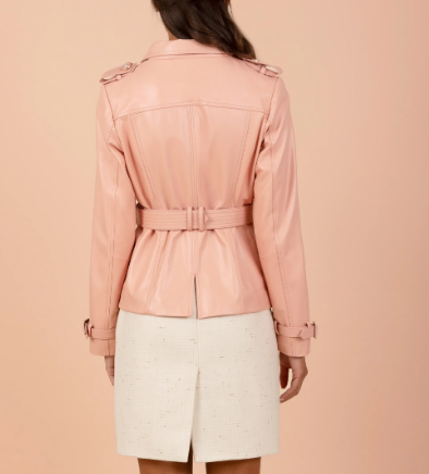 Santinni 'Bardot' Leather Jacket in Rosa