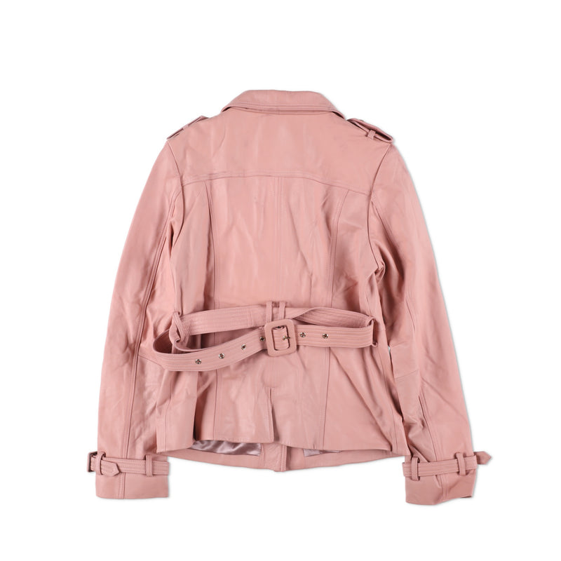 Santinni 'Bardot' Leather Jacket in Rosa