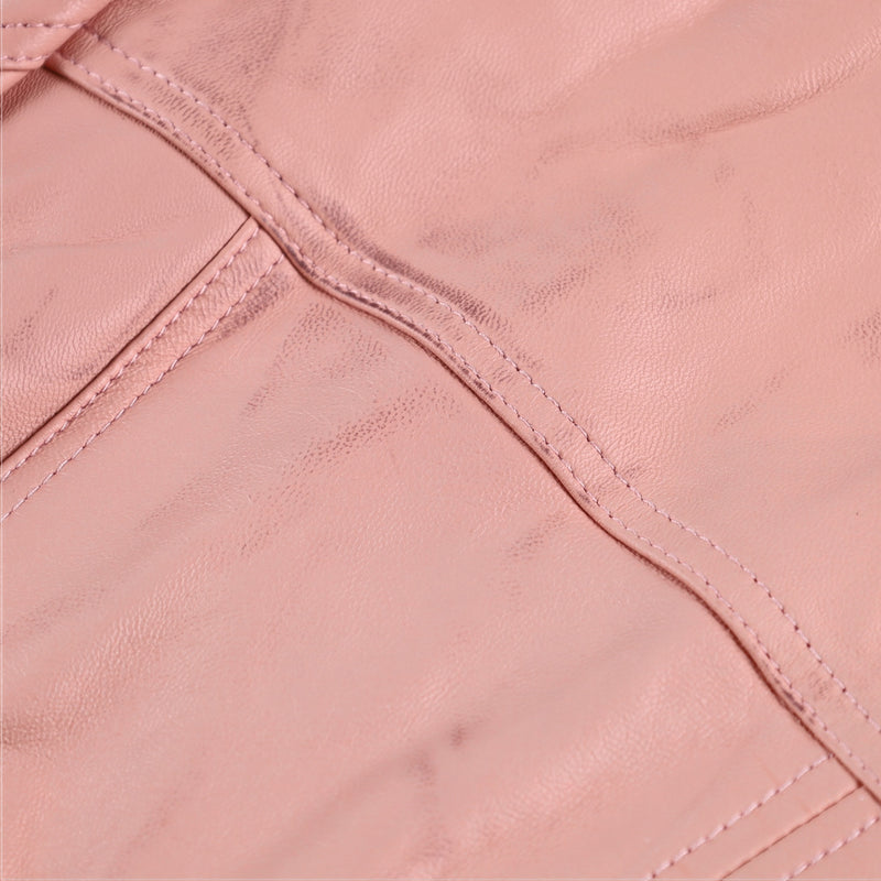 Santinni 'Bardot' Leather Jacket in Rosa