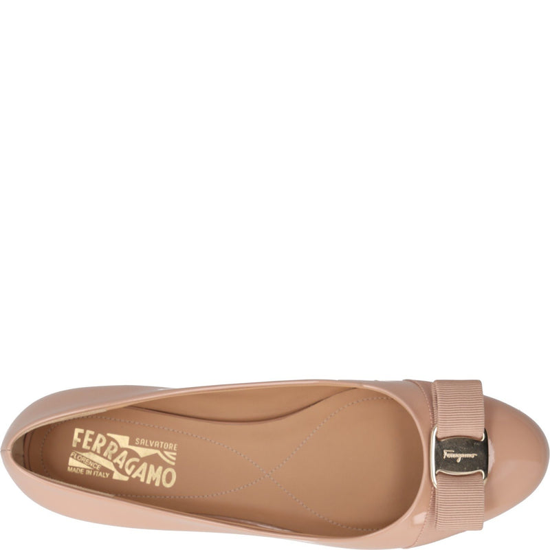 Salvatore Ferragamo Varina Patent Bow-detail Ballet Flats