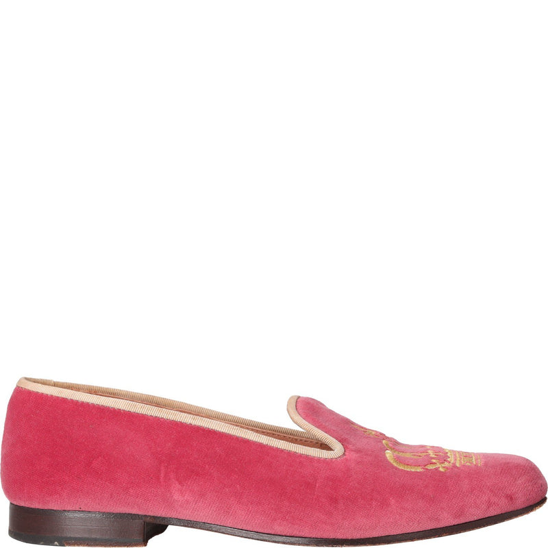 Stubbs & Wootton Pink Velvet Loafers