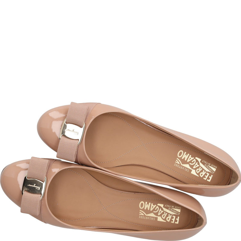Salvatore Ferragamo Varina Patent Bow-detail Ballet Flats