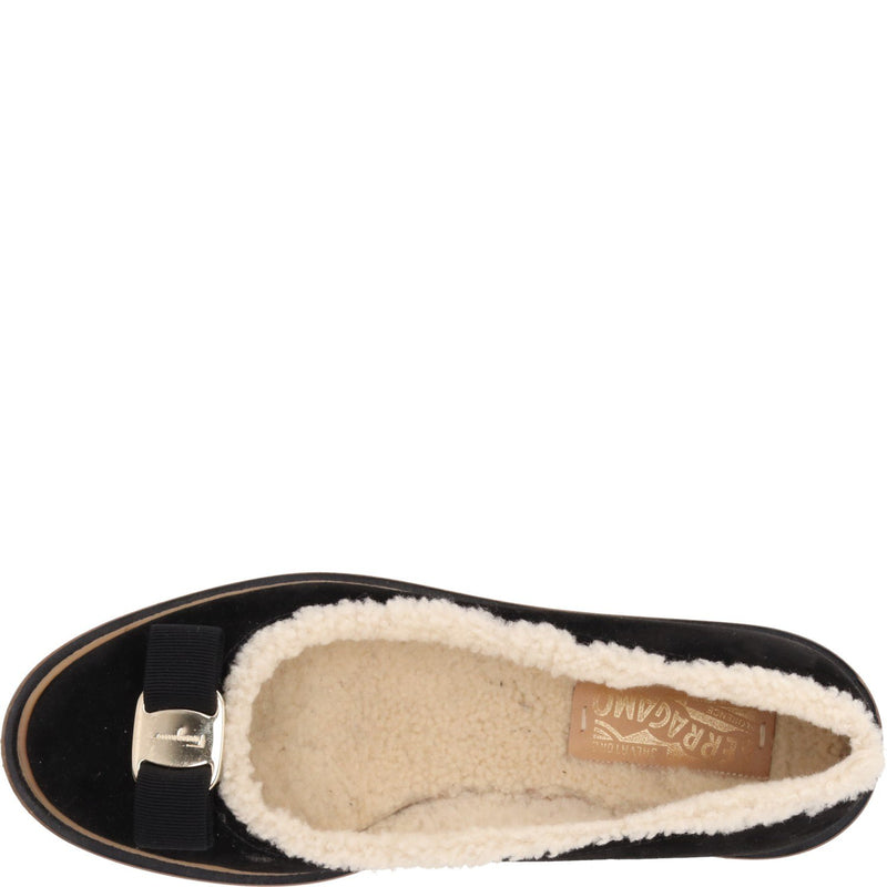 Ferragamo Varina Winter Black Ballet Flats