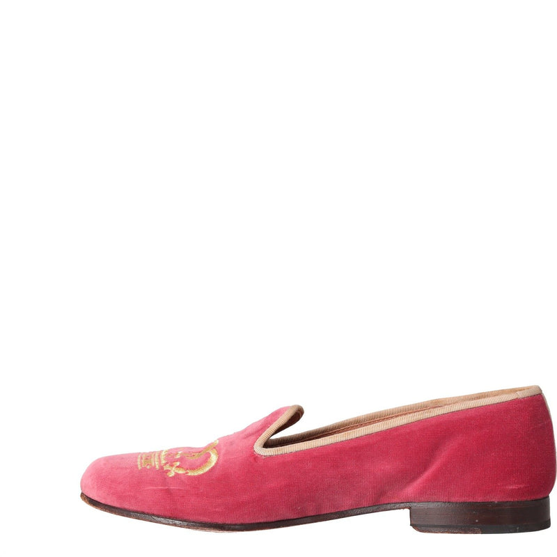 Stubbs & Wootton Pink Velvet Loafers