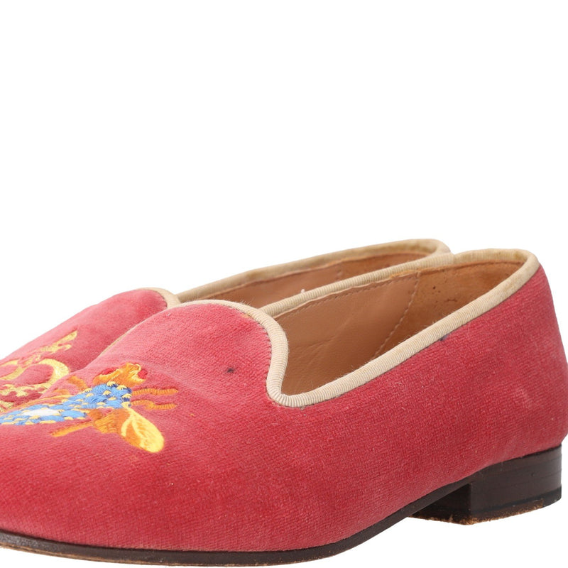 Stubbs & Wootton Pink Velvet Loafers