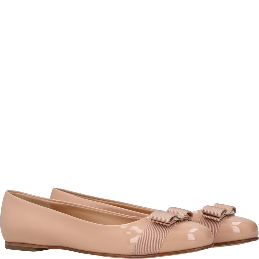 Salvatore Ferragamo Varina Patent Bow-detail Ballet Flats