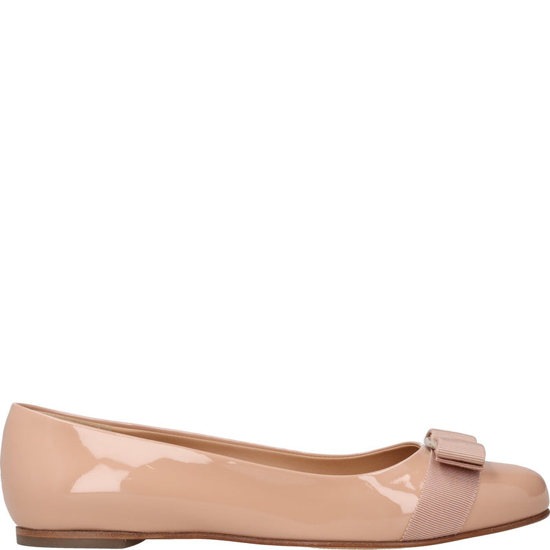 Salvatore Ferragamo Varina Patent Bow-detail Ballet Flats