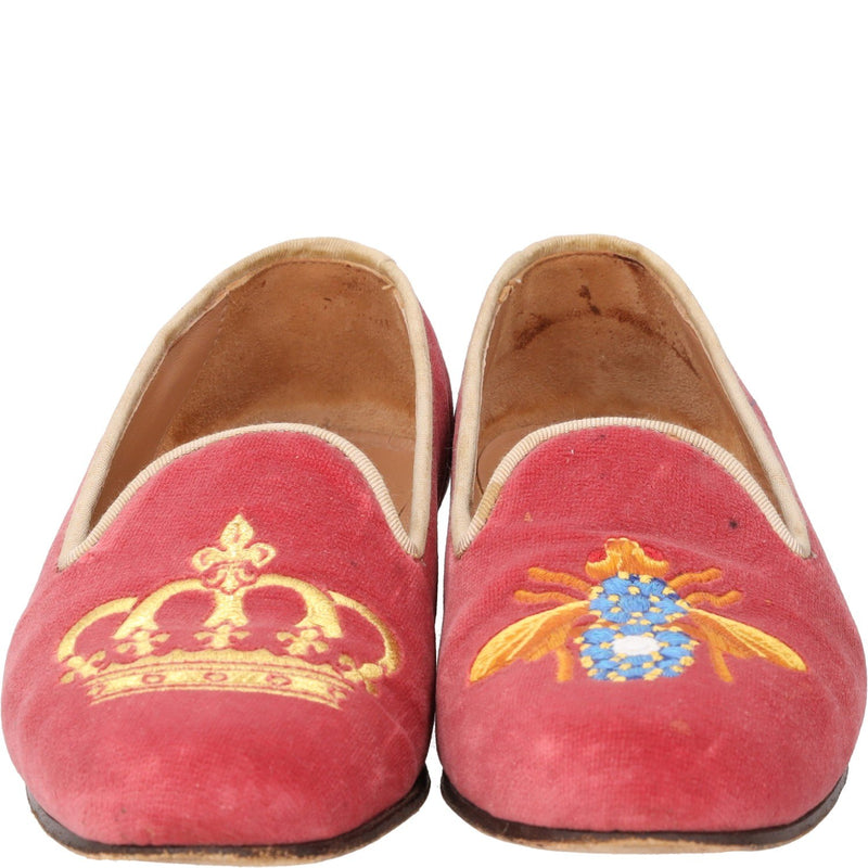 Stubbs & Wootton Pink Velvet Loafers