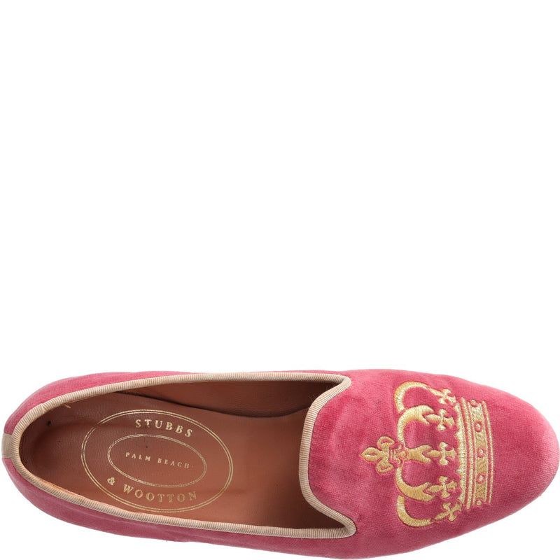 Stubbs & Wootton Pink Velvet Loafers