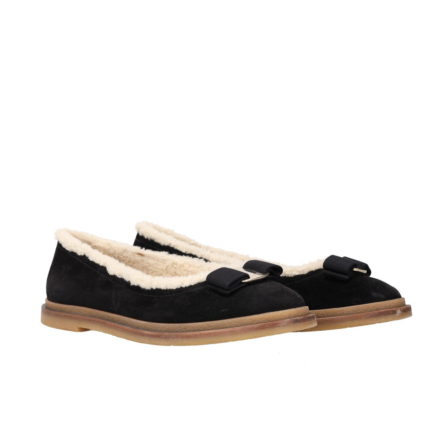 Ferragamo Varina Winter Black Ballet Flats