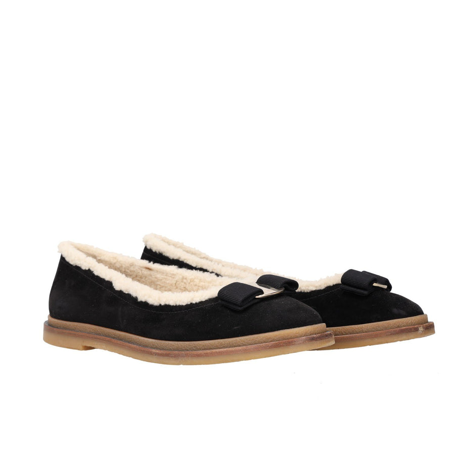 Ferragamo Varina Winter Black Ballet Flats