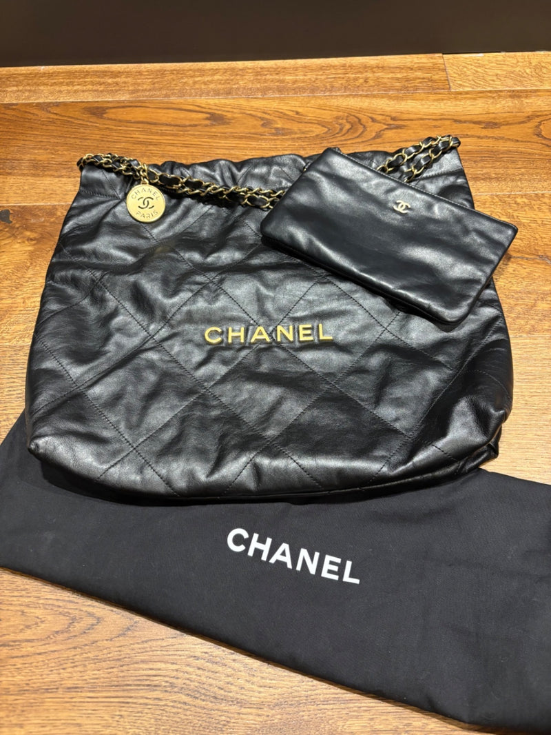 Chanel Black Leather Top Handle Bags