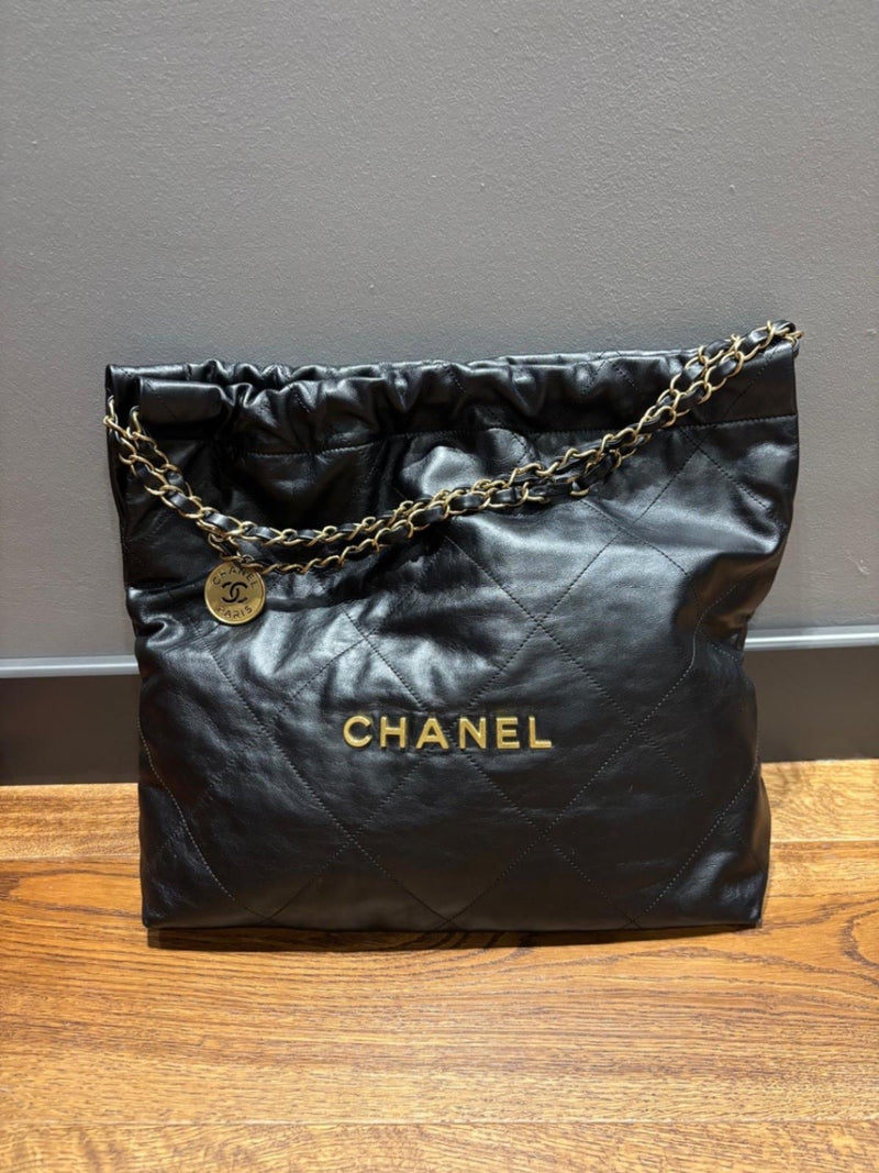 Chanel Black Leather Top Handle Bags
