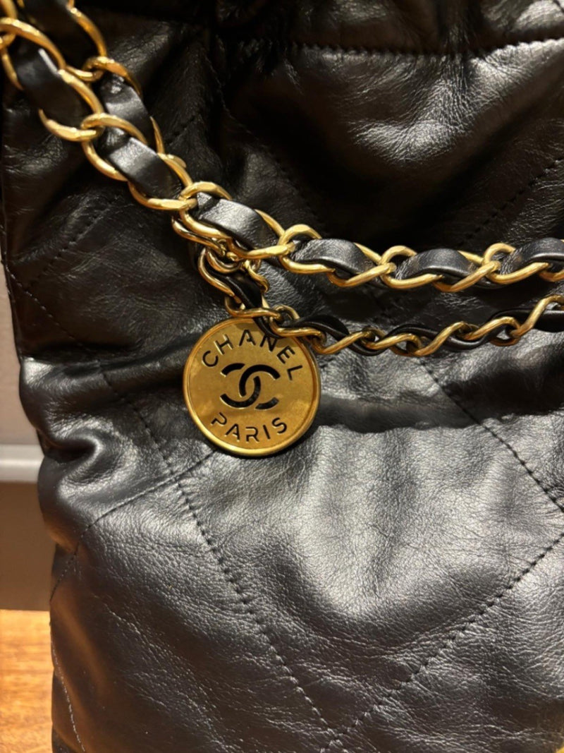 Chanel Black Leather Top Handle Bags
