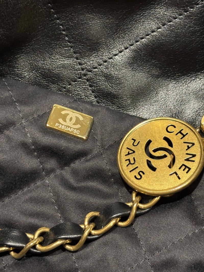 Chanel Black Leather Top Handle Bags
