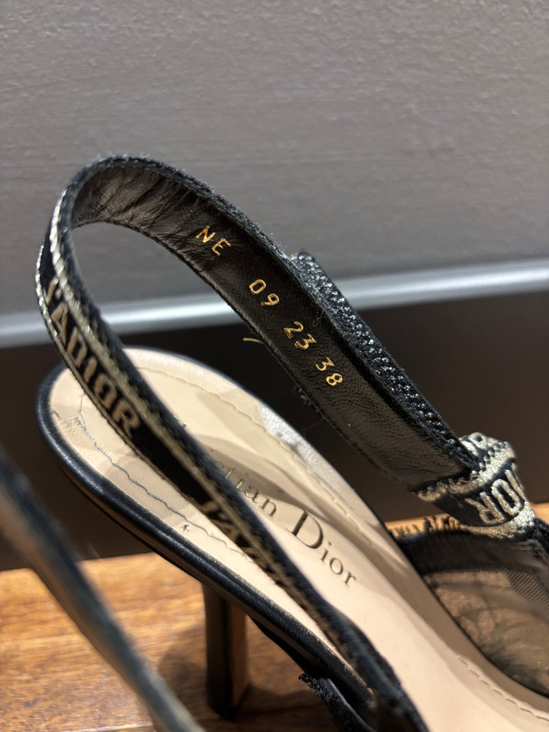 Dior Gray and black Lace, Mesh, Leather Shoes