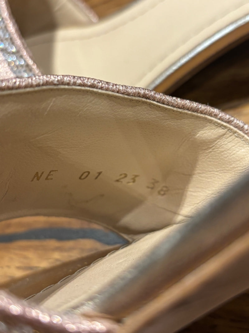 Dior Beige; Pink Satin and Rhinestones Sandals