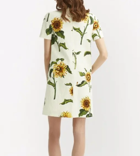 Oscar de la Renta Sunflower-print Shift Mini Dress