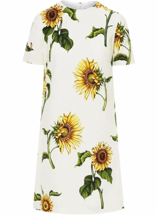 Oscar de la Renta Sunflower-print Shift Mini Dress