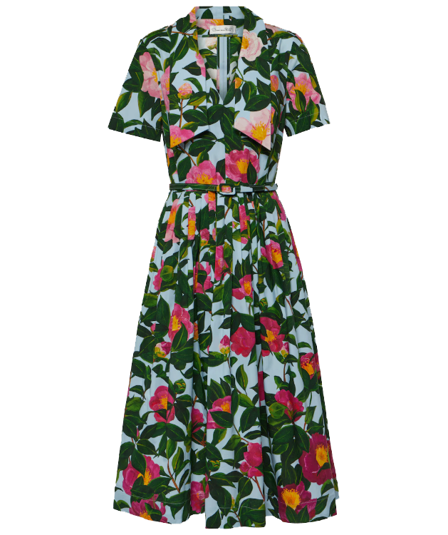 Oscar de la Renta Floral Cotton Poplin Midi Dress