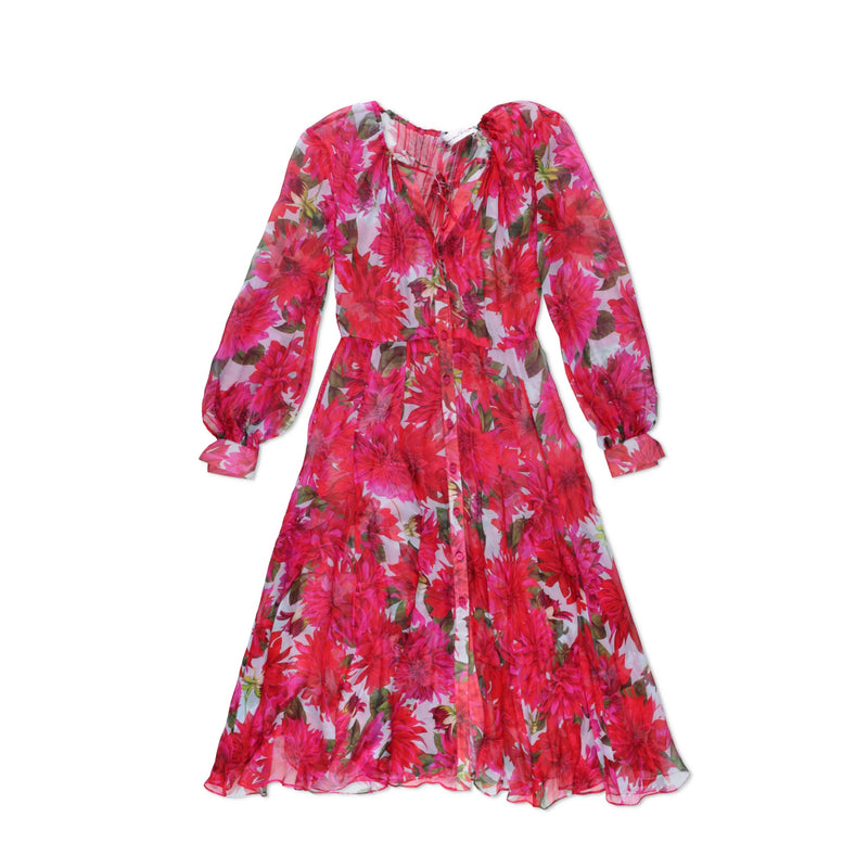 Oscar della Renta  Dahlia Silk Chiffon Midi Dress