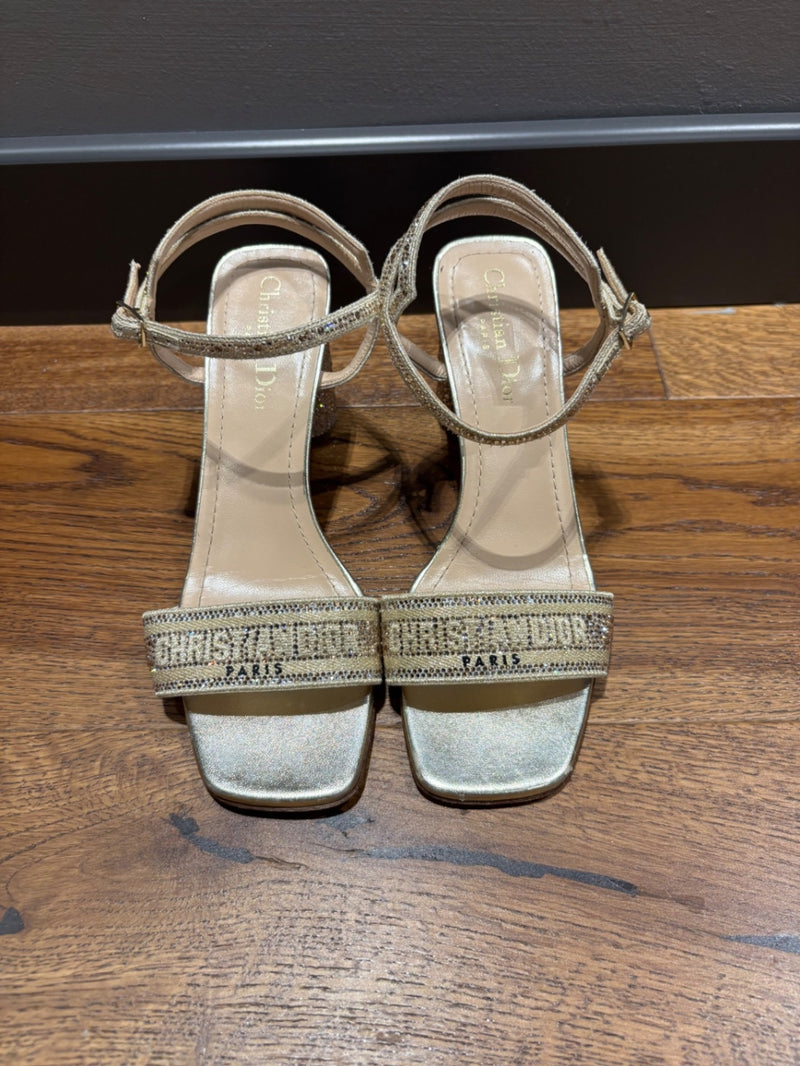 Dior Gold Leather with rhinestones Sandals