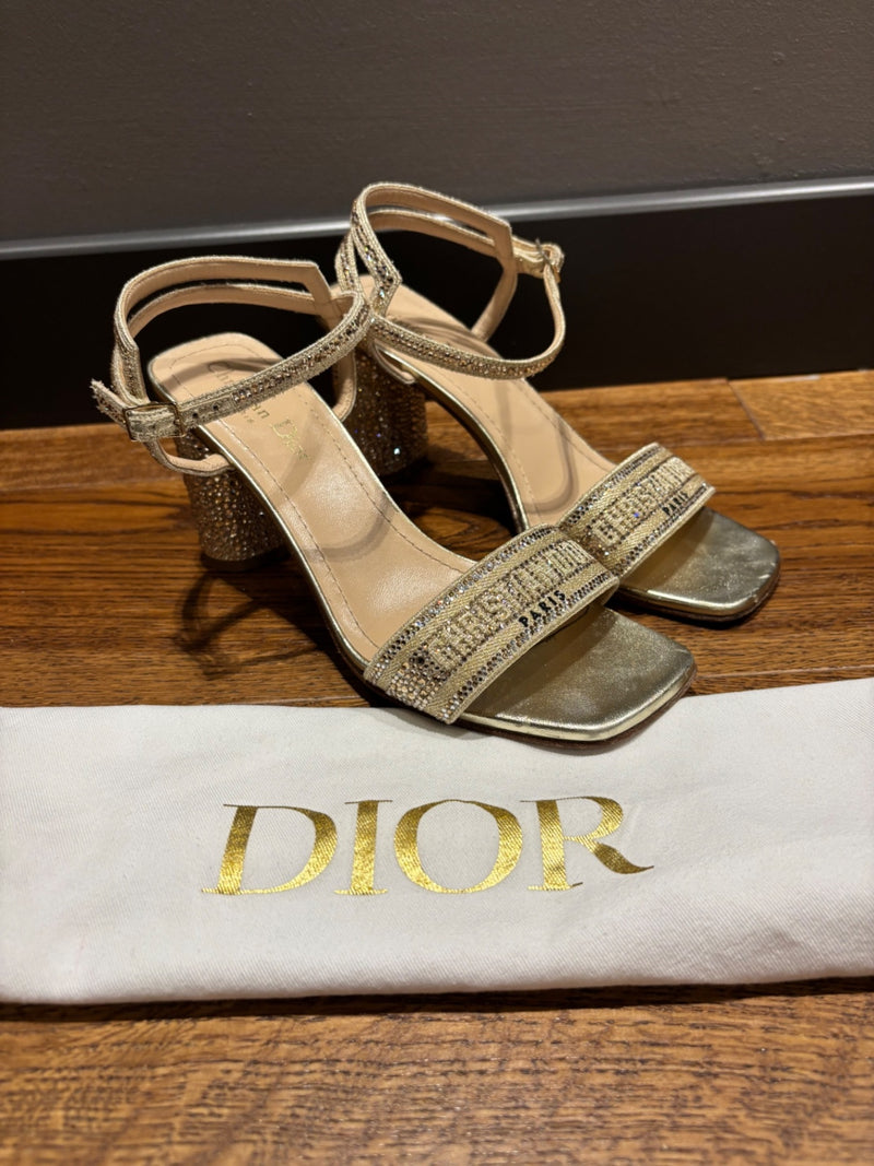 Dior Gold Leather with rhinestones Sandals