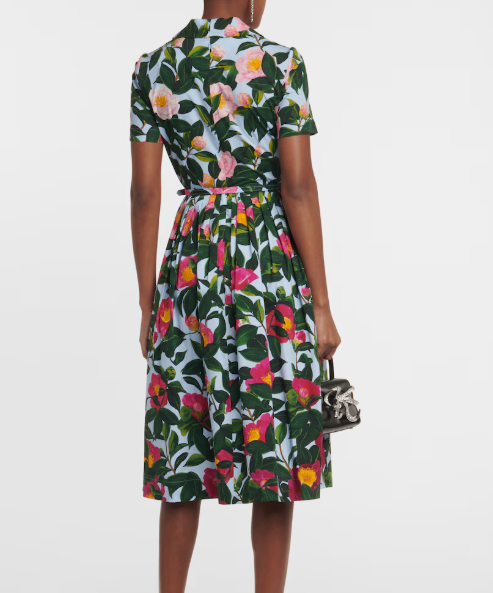 Oscar de la Renta Floral Cotton Poplin Midi Dress