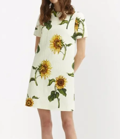 Oscar de la Renta Sunflower-print Shift Mini Dress