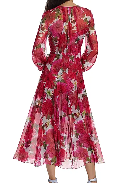 Oscar della Renta  Dahlia Silk Chiffon Midi Dress